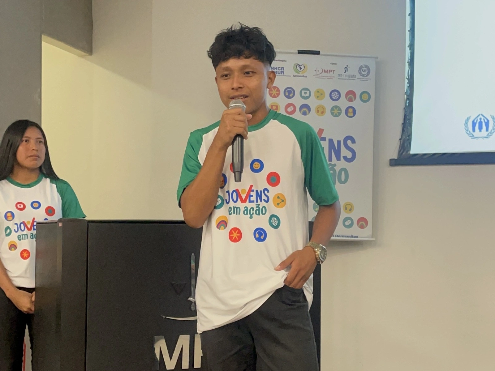 Nelson foi um dos representantes da turma que discursou na formatura. Créditos - Hermanitos